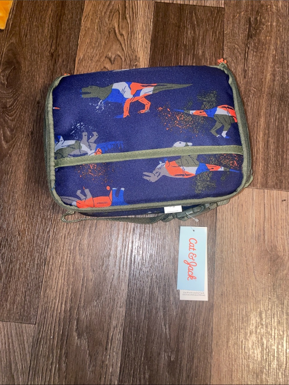 Cat & Jack Navy Dinosaur Travel Toiletry Bag with Olive Trim